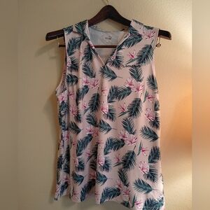 PUMA NBC GolfPass Tropical Floral Sleeveless Golf Polo Shirt Pink